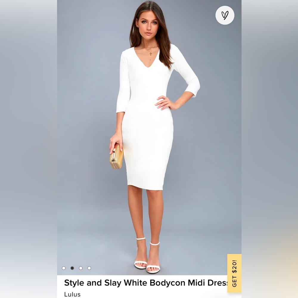 Lulus Style and Slay White Bodycon Midi Dress